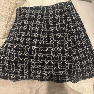 LOFT Black and White Geometric A-Line Skirt